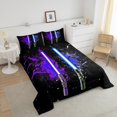 thumbnail image 4 of Erosebridal Purple Lightsaber Comforter Sets King Size, Games Light Sword Comforters & Duvets, Starry Sky Decor, 3pcs, 4 of 7