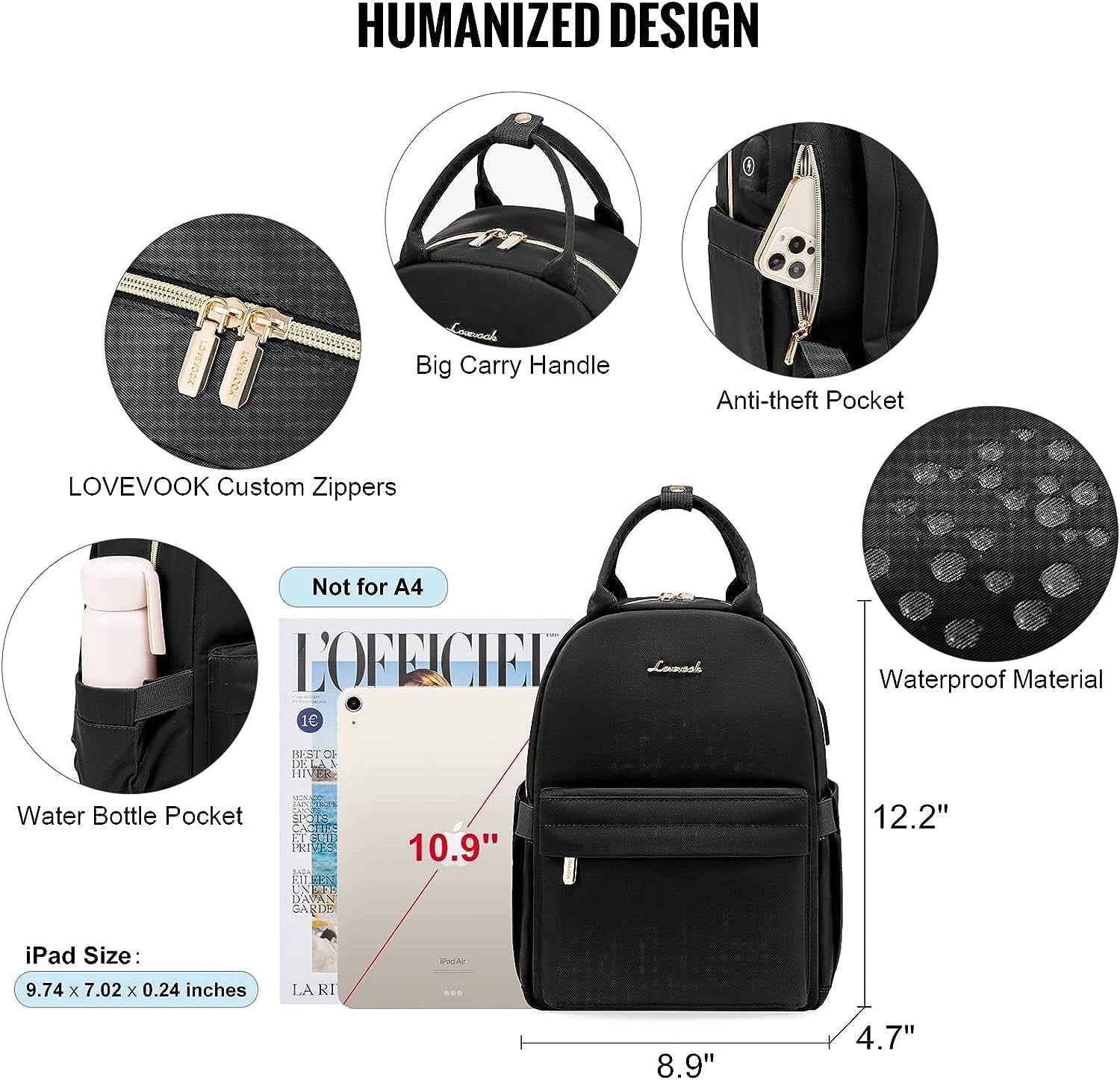 Lovevook Mini Backpack Purse for Women, Small Backpack Cute Fashion Daypack with USB Charging Port for Work Travel Daily Shopping Dating