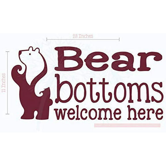 Bear Bottoms Welcome Here Vinyl Lettering Art Wall Decals Stickers Camper Decor Quote, 23 X 11 , Burgundy