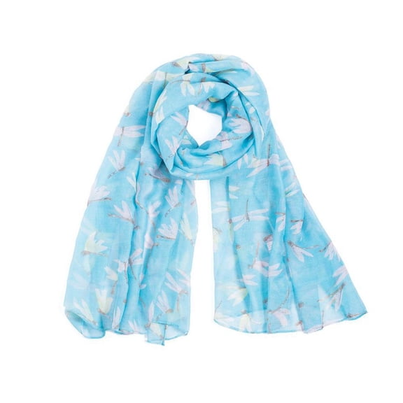 vlrwzc Fashion Dragonfly Printed Scarf Long Lightweight Beach Wraps Shawl Soft Scarves for Women(Cyan)