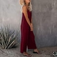 thumbnail image 4 of Babysbule Jumpsuit for Women Women Summer European And American Sling Solid O-Neck Pocket Casual Jumpsuit, 4 of 7