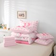 thumbnail image 6 of Erosebridal Cute Bowknot Ribbon 7-Piece Bedding Comforter Set,Pink Letter R Monogrammed King Bedding Sets For Girls Kids,Pink Reversible, 6 of 7