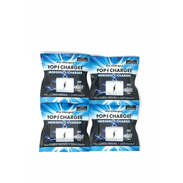 Pop Charger Pre-charged Disposable Emergency Charger (iPhone), Pack of
