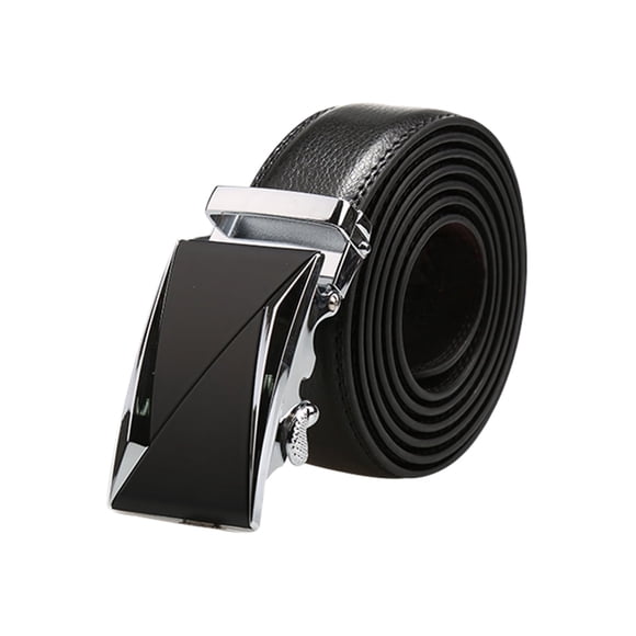 Cinturón de cuero de vestir para hombre con hebilla automática de ratchet Inspire Chic, triángulo plateado 53 1/8-55 7/8