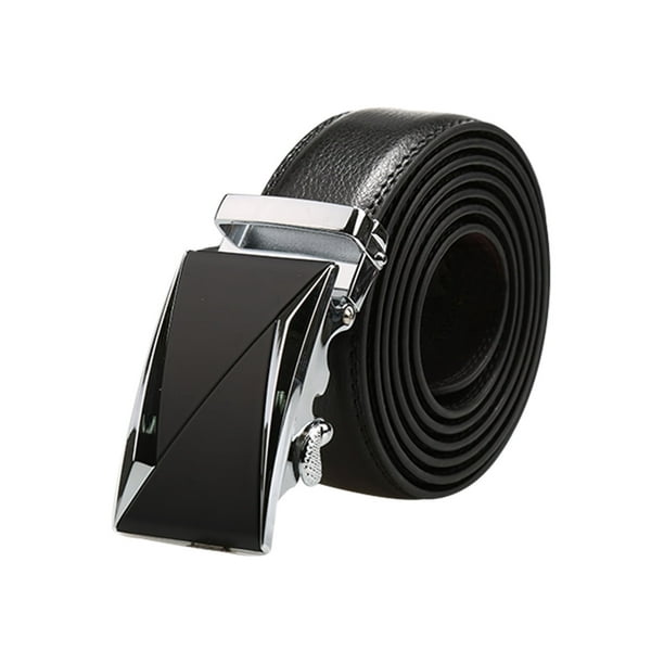 Cinturón de cuero de vestir para hombre con hebilla automática de ratchet Inspire Chic, triángulo plateado 53 1/8-55 7/8