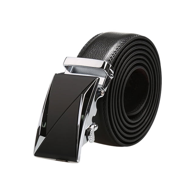 Cinturón de cuero de vestir para hombre con hebilla automática de ratchet Inspire Chic, triángulo plateado 53 1/8-55 7/8