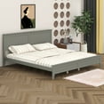 thumbnail image 3 of BEBPILOO Modern Gray Solid Wood King Platform Bed, 3 of 12