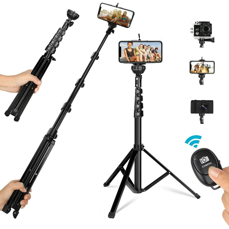 UBeesize 62 Phone Tripod & Selfie Stick, Camera Tripod Stand with Wireless  Remote and Phone Holder,Compatible with iPhone Android Phone, Perfect for