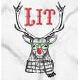 thumbnail image 2 of Funny Christmas Hipster Reindeer Lit Unisex Plus Fleece Graphic Sweatshirt Brisco Brands 4X, 2 of 5