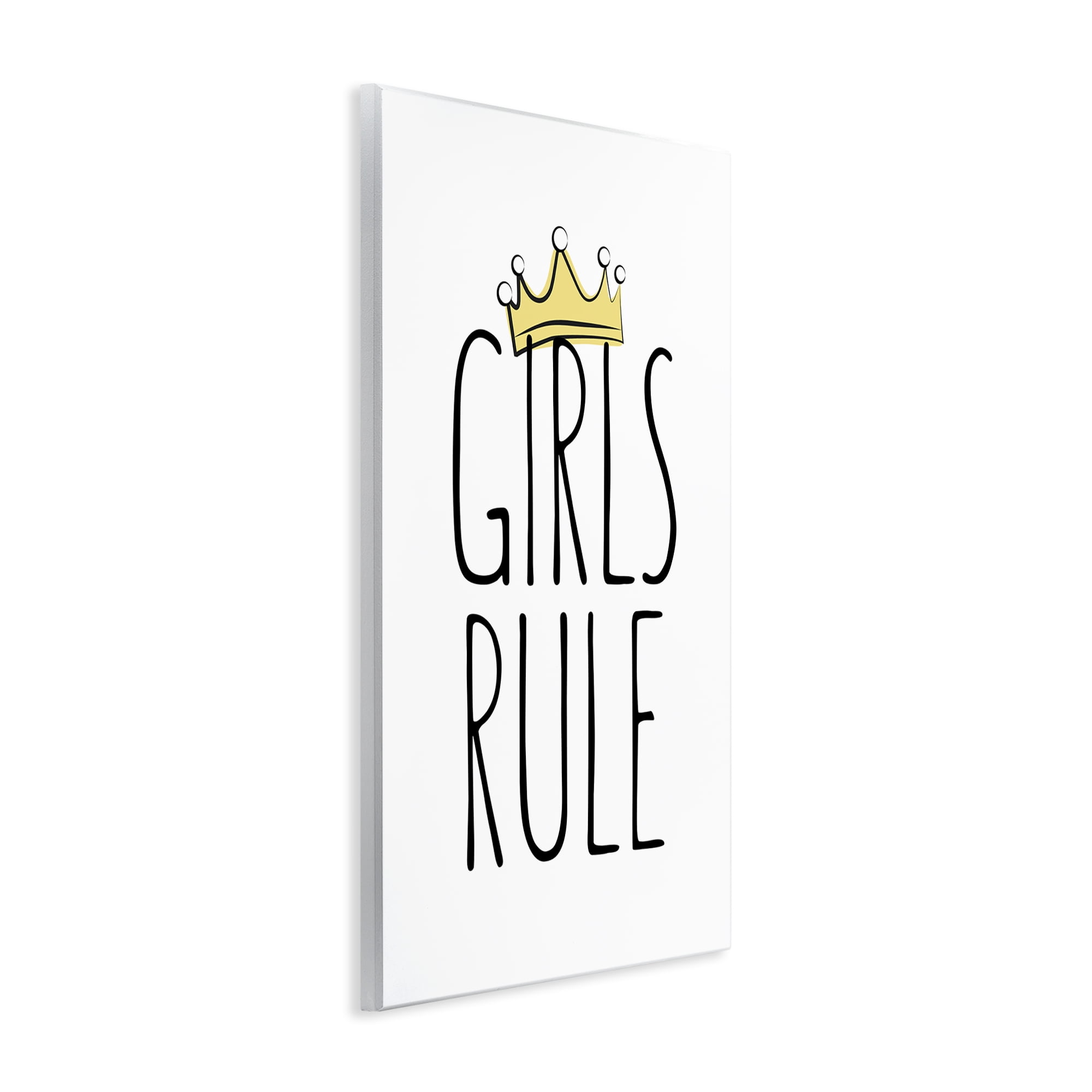 Stupell Industries Girls Rule with Crown Text & Numbers Painting Unframed Art Print Wall Art, 10 x 15