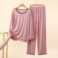 thumbnail image 6 of Pajama Sets for Women 2 Piece Women's Fashion Solid Color Thin Round Neck Long Sleeve Top Elastic Waist Pants Two Piece Home Pajama Set Orange Xxl, 6 of 6