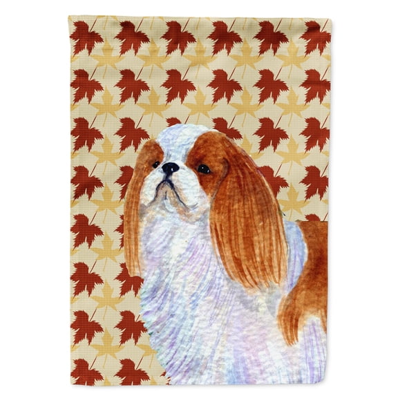 Carolines Treasures SS4349-FLAG-PARENT English Toy Spaniel Fall Leaves Portrait Flag  multicolor