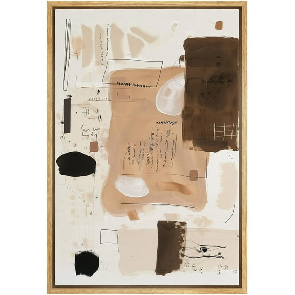 IDEA4WALL Framed Canvas Print Wall Art Modern Abstract Collage Unique Illustrations Minimalism Pop Art Graffiti Wall Decorative Colorful Nordic for Living Room, Bedroom, Office - Natural 24"x36"