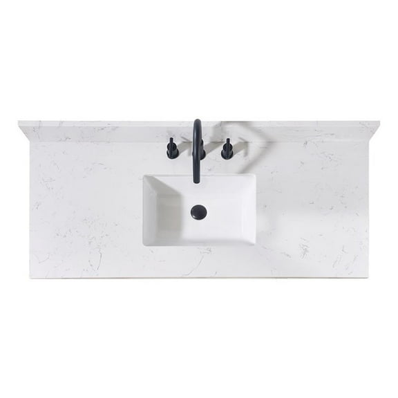 49. in Stone effects Vanity Top in Aosta White with White Sink