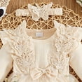 thumbnail image 3 of CAICJ98 Baby Girl Romper Dress Embroidery Lace Flowers Baby Dress Romper Fall Winter Festival Clothes with Headband Toddler Clothing for Girls (White,3-6 Months), 3 of 5