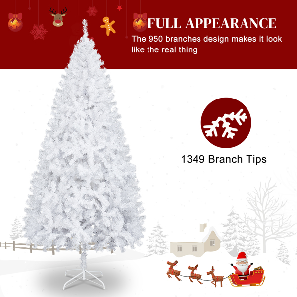 7FT White Artificial Christmas Tree - Superior PVC, Iron Base, Durable Design, Holiday Centerpiece for Home/Living Room/Modern Decor