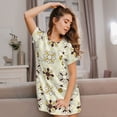thumbnail image 3 of Bingfone Sweet Bee Nightgowns for Women Sleep Shirts Short Sleeve Nightshirt Pullover Nightdress Soft Sleepwear, 3 of 6