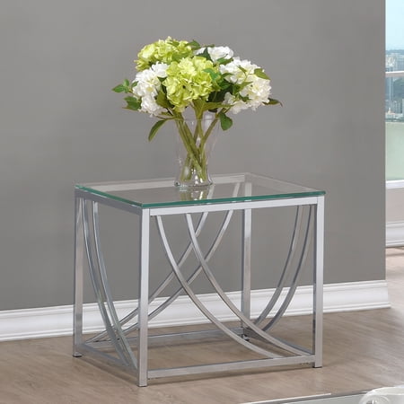 Brianne Chrome Square Glass Top End Table