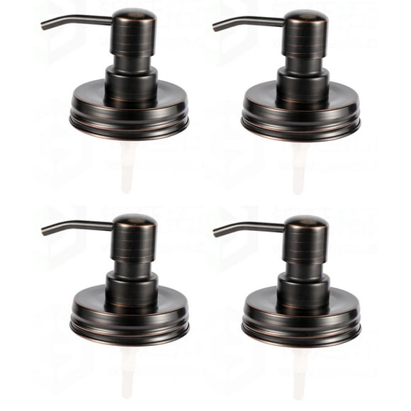 LEXON Oil Bronze Soap Dispenser Lids Stainless Steel Lotion Dispenser Pump Replacement for Mason Jar Bathroom Kitchen Extra Long Tubes Rustproof Pack 0f 4
