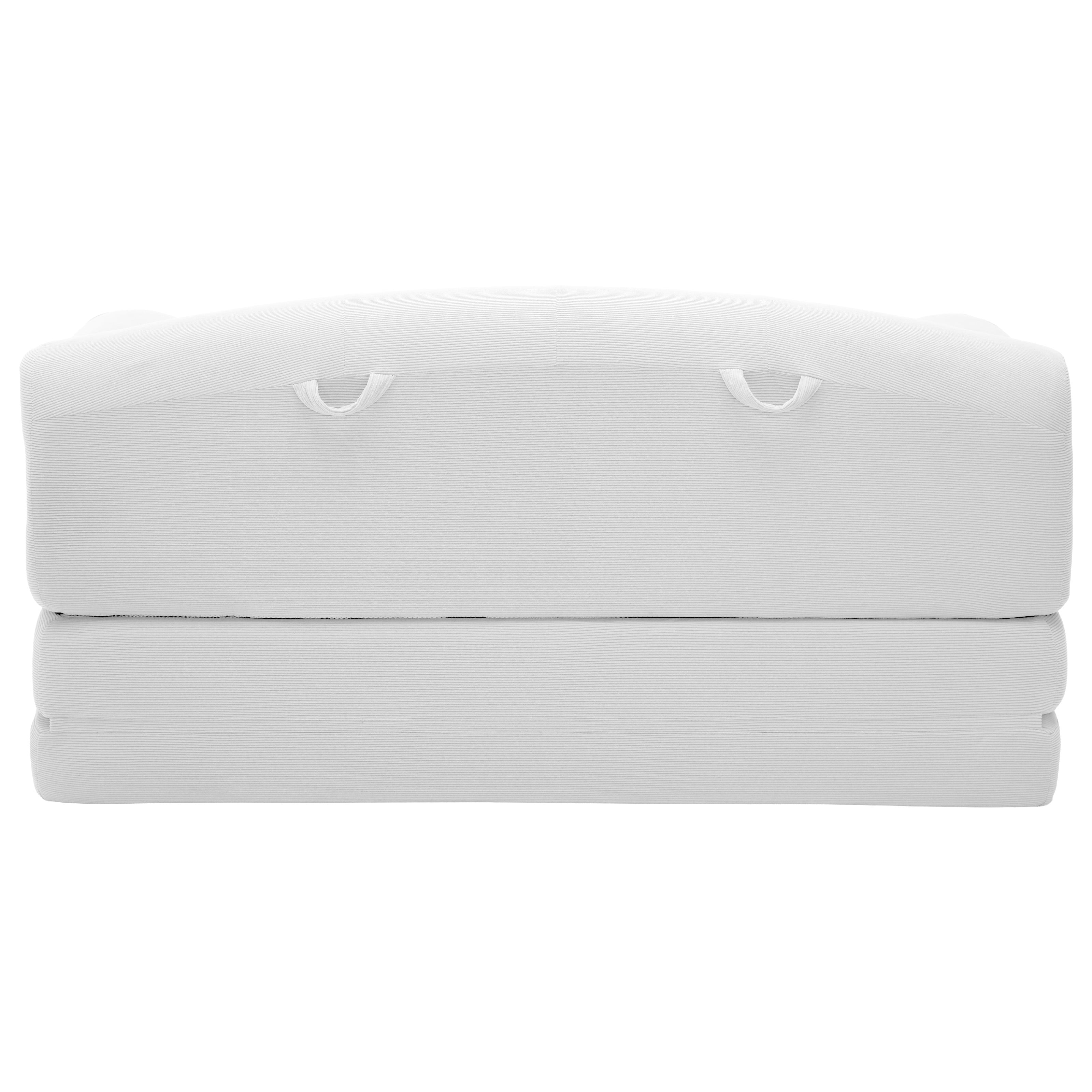 Leumius Futon Sofa Bed, Convertible Sofa Bed,Folding Boneless Couches,Low-Profile Boneless Couch for Living Room,15.8" H Low Seat Small 57" Foldable Floor Sleeper Mattress Lounge Space‑Saving,White