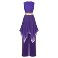 thumbnail image 3 of Haitryli Womens Praise Dance Outfit Asymmetric Hem Overlay Dress with Pants Worship Liturgical Purple 3XL, 3 of 8