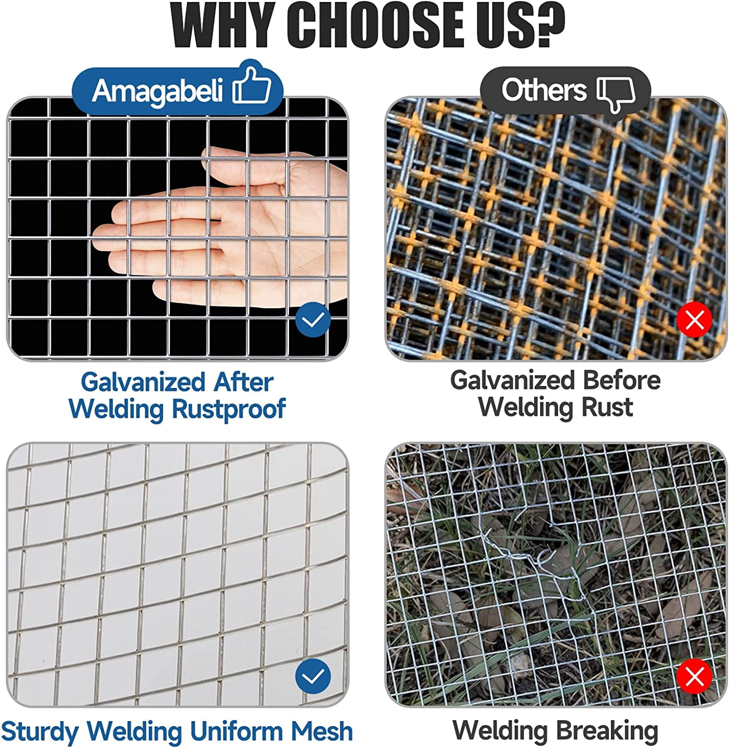 Amagabeli Hardware Cloth 1/4 36 x 50 Galvanized After Welding 23Gauge Wire Metal Mesh Roll Vegetables Garden Rabbit Fencing Snake for Chicken Run Critters Gopher Racoons Cage Wire JW002