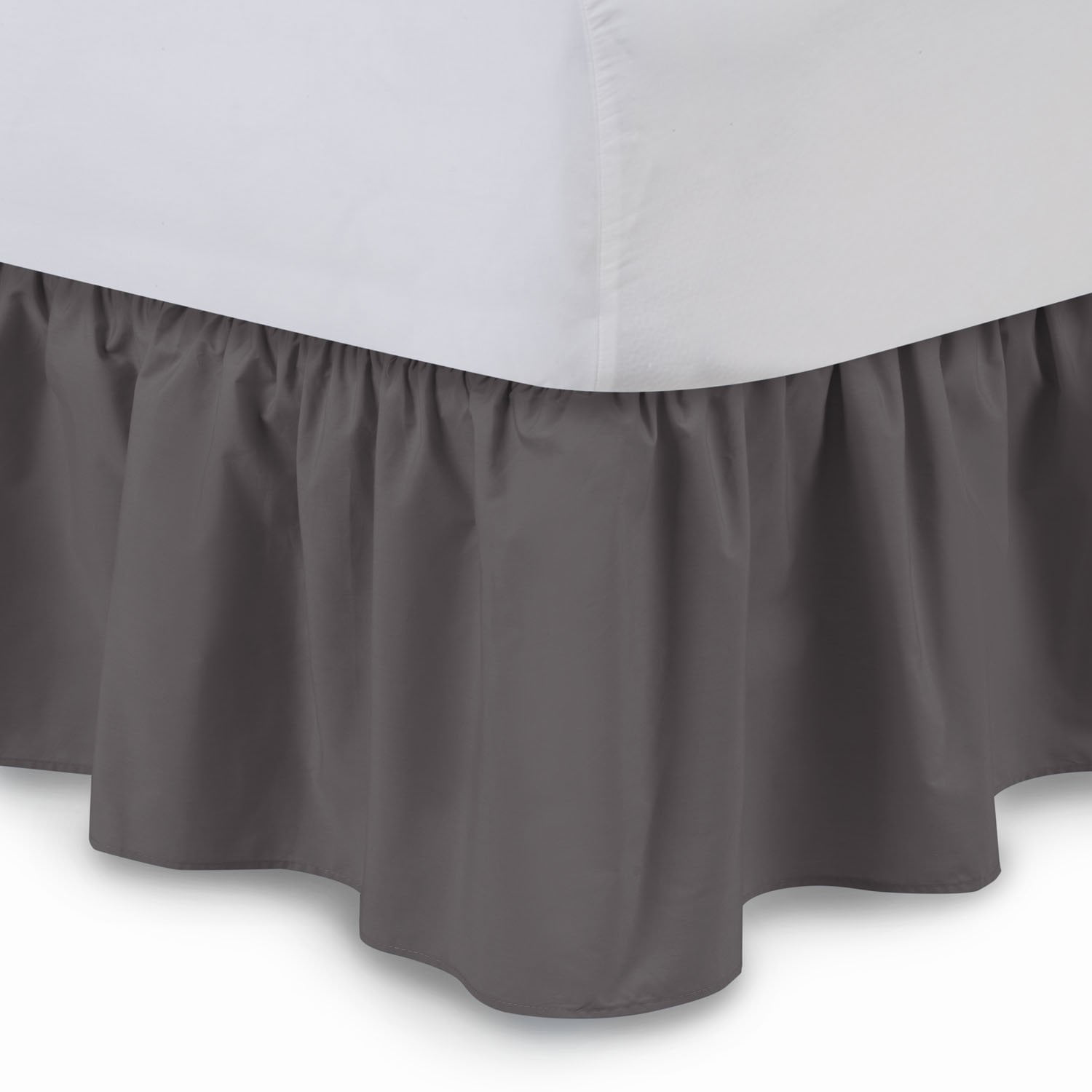 Ruffled Bed Skirt (Cal King, Hunter) 14 Inch Drop Dust Ruffle with ...