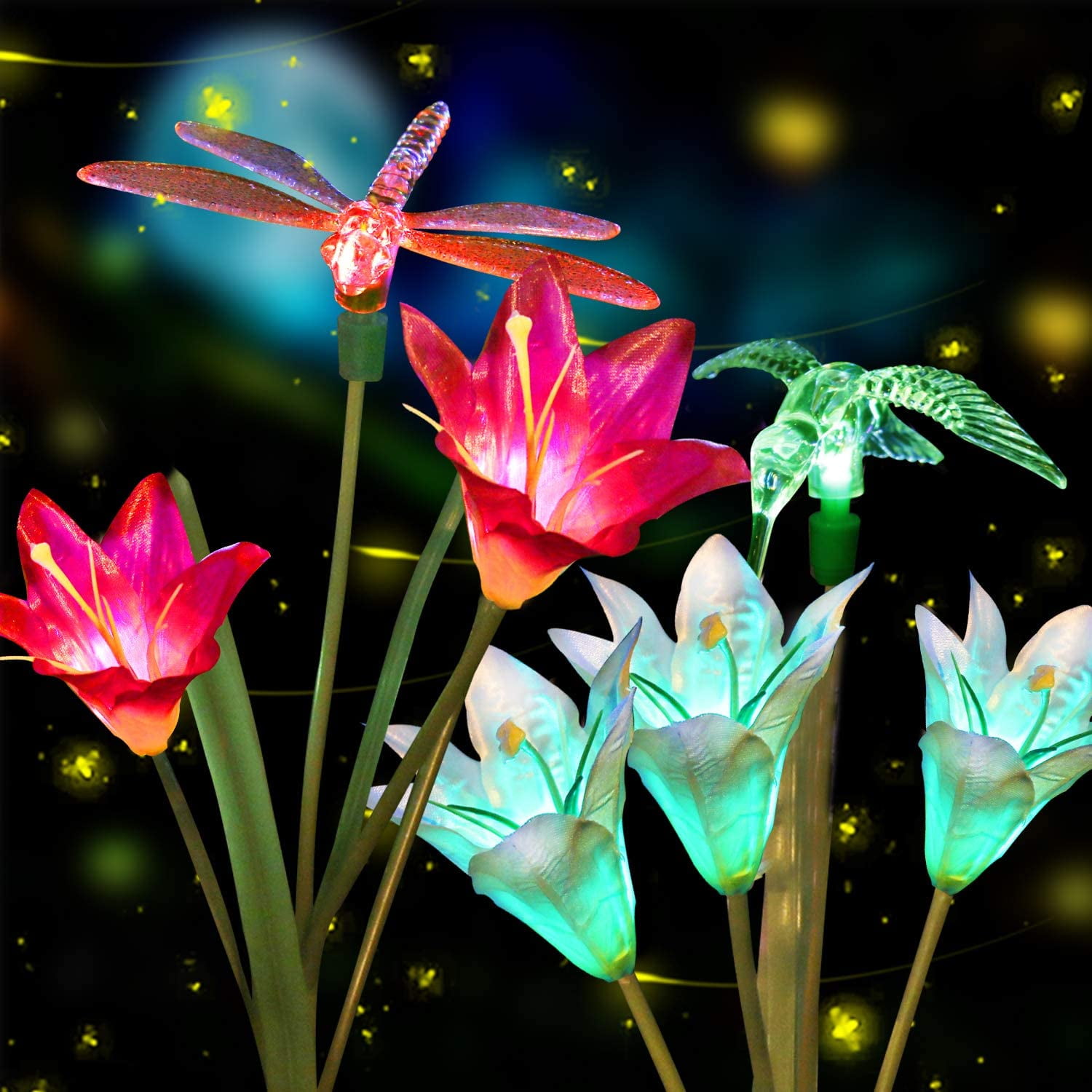 Décoration de Jardin avec 6 Lys et Papillons Anpro Outdoor Solar LED Flower Garden Light 