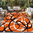 thumbnail image 2 of Orange Geometric Outdoor Rug for Patio/Deck/Porch, Non-Slip Large Area Rug 3 x 5 Ft, Black White Striped Abstract Lines Art Indoor Outdoor Rugs Washable Area Rugs, Camping Rug Carpet Runner, 2 of 8