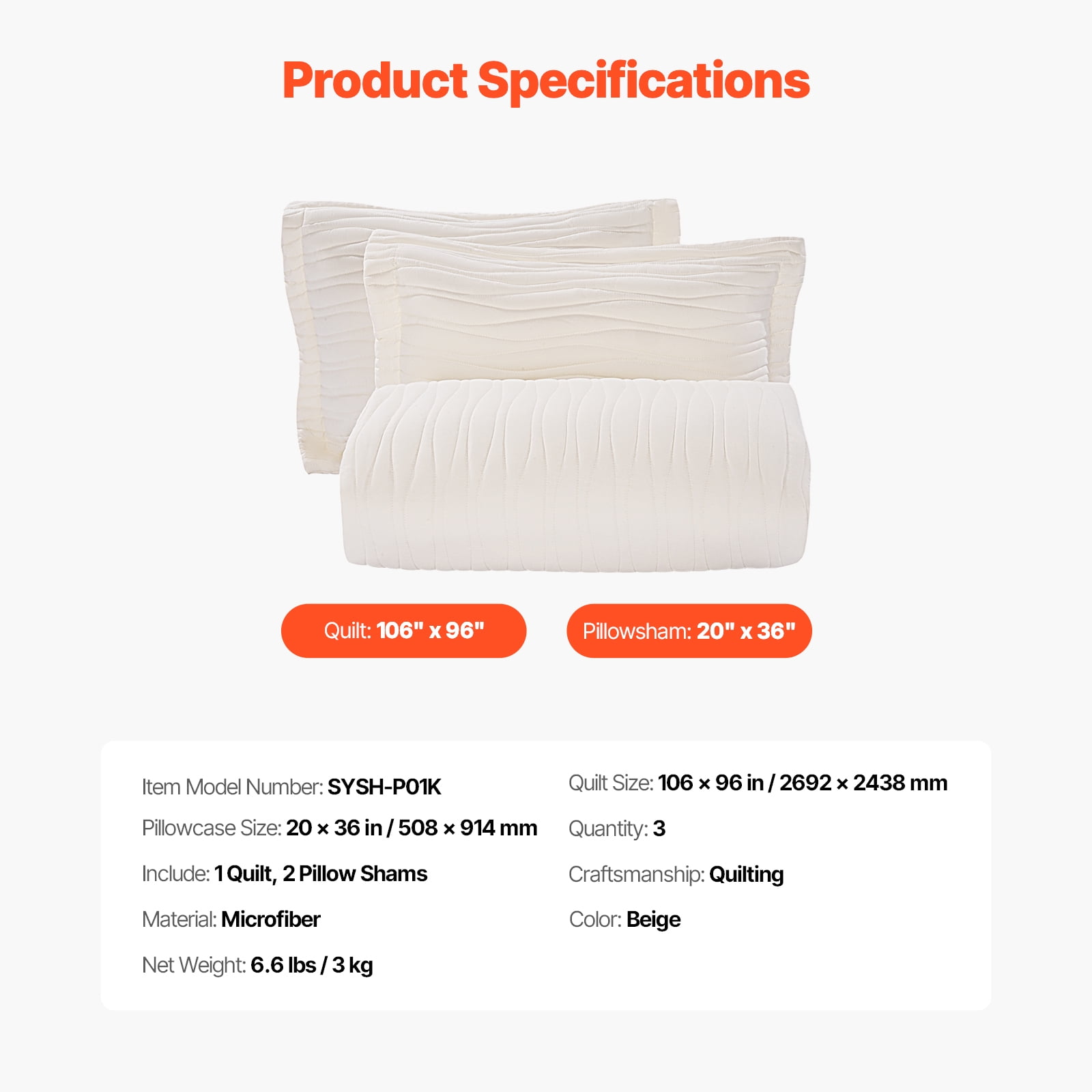 KFFKFF King Quilt Set, 3-Piece Lightweight Comforter, Microfiber King Size Bedding Set, Beige Bedspreads with 1 Quilt and 2 Pillow Shams, Lightweight Coverlet Bedding Set for Year-Round Use