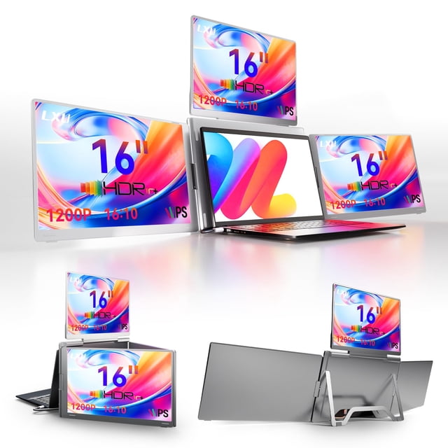 Extensor de pantalla para laptop LXU de 16" 1200P FHD IPS con monitor cuádruple
