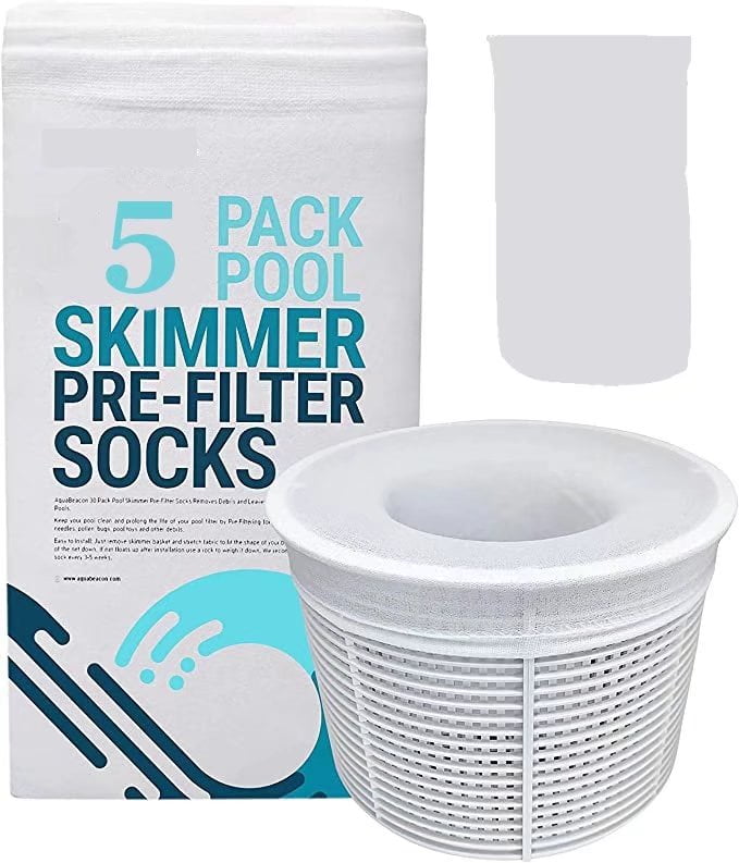 5Pack Swimming Pool Filter Skimmer Socks For Skimmers Cleans Debris
