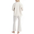 thumbnail image 6 of Muk Luks Quilted Shacket 3 Piece Lounge Set, Long Sleeve T-Shirt and Pants with Jacket, Heather Oatmeal, P/M, 6 of 8