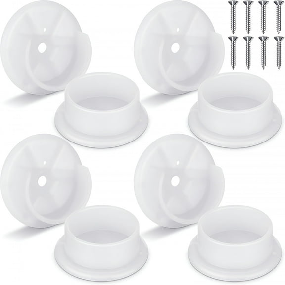 XIBUFE Plastic Closet Pole Socket White Closet Rod Holders Rod Bracket Shower Holders Wardrobe Tube Support for Bathroom Curtain Clothing Store,1-3/8 Inch(8 Pcs)