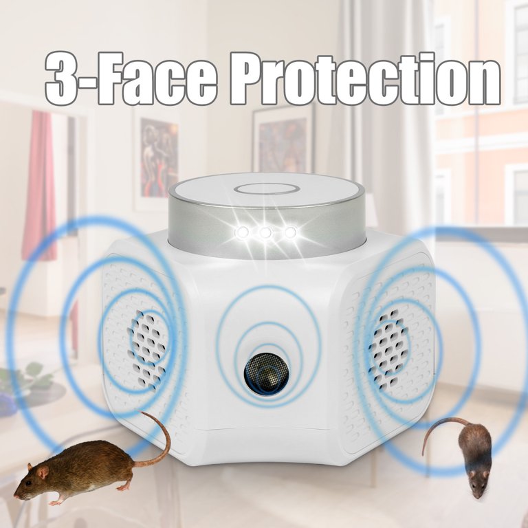 Angveirt Plug-in Mice Repellent Ultrasonic Pest Repeller Rodent Repellent  Electronic Mouse Deterrent Rat Control with Ultrasounds 12 Strobe Lights  for