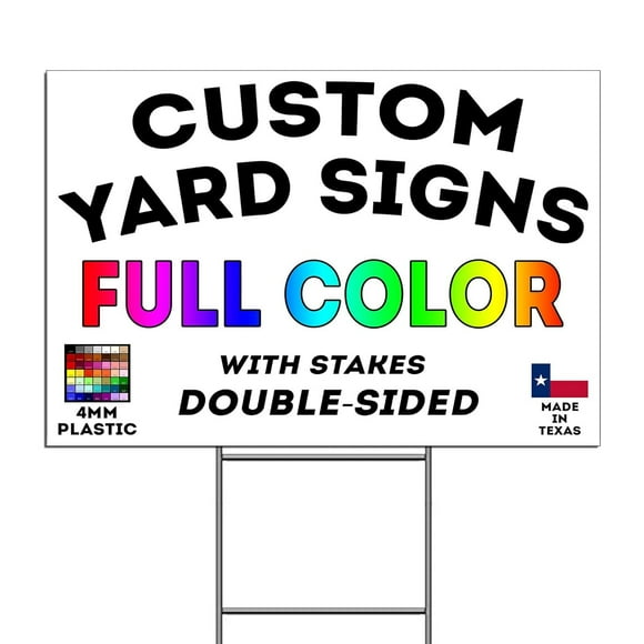 Custom Full-Color SmartFlute Yard Signs Double-Sided Plastic with Metal Sign-Stakes for Marketing Political Campaigns Business Arts 'n Crafts Events Real Estate and More! (24x18")