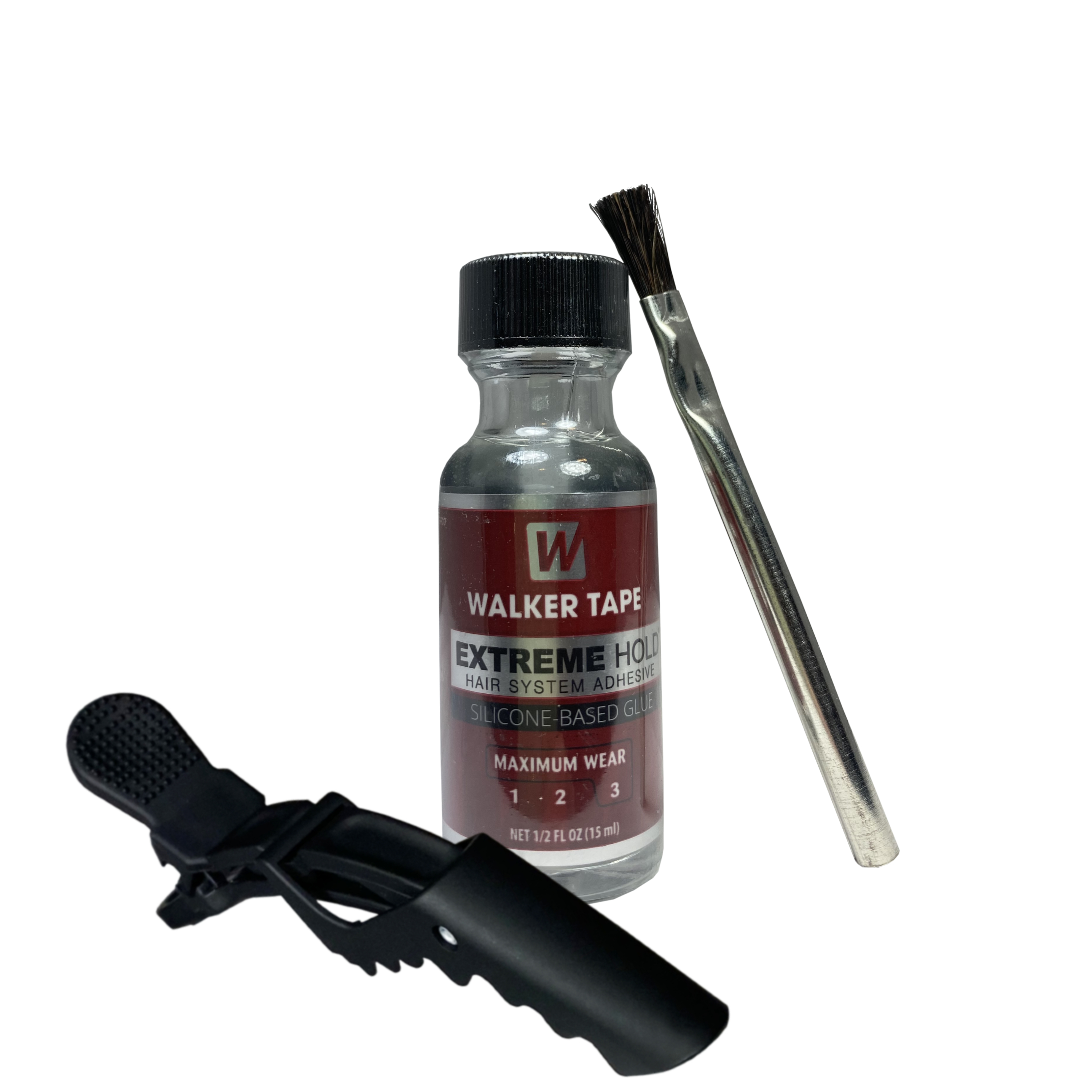 Extreme Hold Wig Glue 0.5oz with Brush Applicator and Hair Sectioning