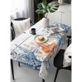 thumbnail image 2 of Blue Coastal Rectangle Tablecloth, Summer Beach Starfish Weeping Eucalyptus Wooden Waterproof & StainResistant Tablecloth, Washable Oil-proof Table Cover for Dining/Party/Wedding/Buffet 54x108 In, 2 of 9