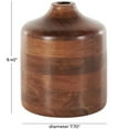thumbnail image 3 of DecMode 9" Brown Wood Vase with Mosaic Strips and Natural Wood Grains, 3 of 9