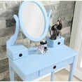 thumbnail image 2 of Blue Vanity Table And Stool - 3 Storage Compartments, Adjustable Mirror, Wooden Wood Amusing With Drawers Mirror, 2 of 3