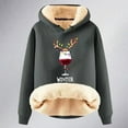 thumbnail image 4 of Sweat à Capuche en Velours Imprimé Série de Noël Décontracté pour Femmes, Manches Longues, Tunique, Fermeture Éclair, Hiver, Gris G, 4 of 4
