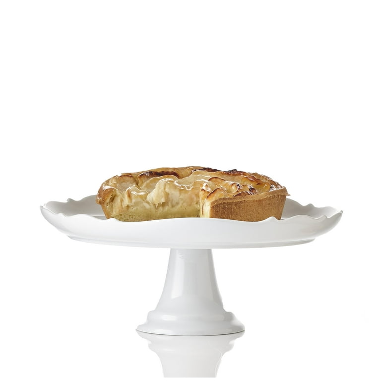 Bianco White Porcelain Cake Stand with Glass Dome, for 10 1/2 inch