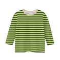 thumbnail image 4 of Shirts for Girls Teens Cute Girls Round Neck Blouse Girls Three Quarter Sleeve Top Striped Shirt Y2k Top for Girls 7-8, 4 of 5