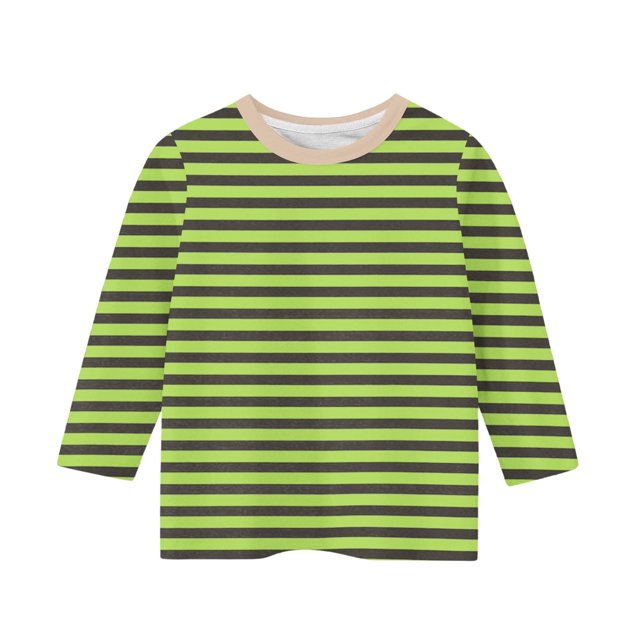 Amzcrzy Chandail en Molleton Rayé pour Enfants Bébé Manches 3/4 Col Rond Chandail en Molleton Bloc de Couleur Chandail Ample Décontracté Printemps Basique 3-11 Ans