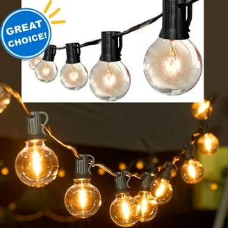 Brightown 50 Ft Outdoor String Lights - 25 G40 LED Bulbs, Waterproof Dimmable Connectable Patio Lights For Backyard, Porch, Party & Wedding