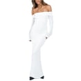 thumbnail image 3 of Coduop Women's Off Shoulder Long Sleeve Elegant Bodycon Midi Party Dresses, 3 of 6