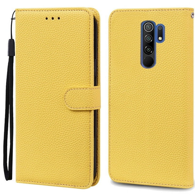 For Redmi 9 Case Soft Silicone Wallet Cover Phone Case For Xiaomi Redmi 9 Case Redmi9 Leather Flip Case Coque Fundas Shell Yellow For Redmi 9