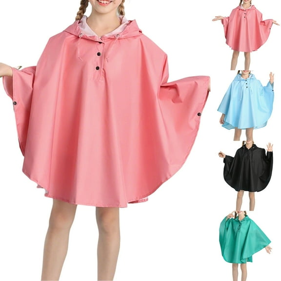 Girls Rain Jacket,Girls Rain Coat,Kids Coat Kids Raincoat Boys Girls Rain Jacket Hooded Dinosaur Poncho Waterproof Coat Outdoor Sports 2-12Years