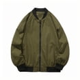 thumbnail image 1 of Man Solid Color Pockets Zipper Loose Baseball Collar Coat, 1 of 8