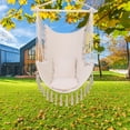 thumbnail image 4 of Hanging Rope Chair Hammock Swing Chair Hanging Swing Seat with Pillow Tassel Portable Hanging Hammock Chair with Pocket Beige, 4 of 13